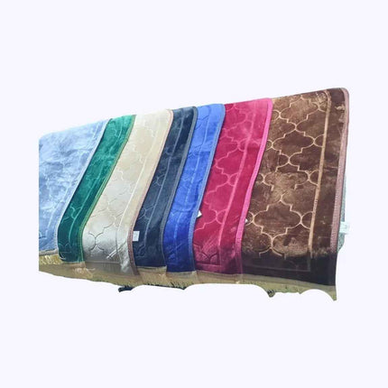 Premium Quality Mihrab Design Non Slip Prayer Mats- Padded Velvet - (80×120cm)- Mixed Colour