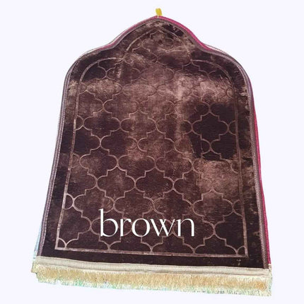 Premium Quality Mihrab Design Non Slip Prayer Mats- Padded Velvet - (80×120cm)- Mixed Colour