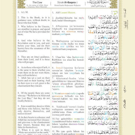 The Holy Quran Colour Coded Arabic Text and Transliteration with English translation by Abdullah Yusuf Ali - Roman English (HB) - Al-Huda Global Limited