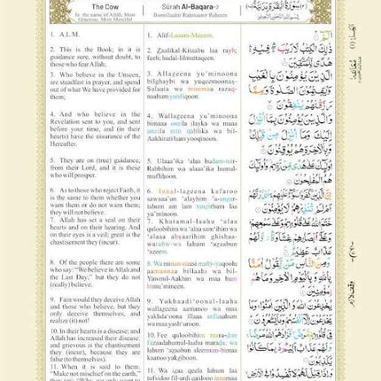 The Holy Quran Colour Coded Arabic Text and Transliteration with English translation by Abdullah Yusuf Ali - Roman English (HB)
