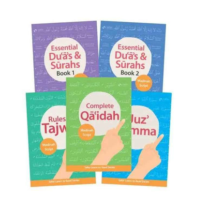 Madinah Script Bundle: Complete Qaidah, Rules of Tajwid, Juz Amma, Essential Duas and Surahs: Book 1+2 - Safar Publications