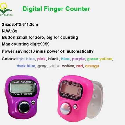 Electronic Digital Tasbeeh- Tasbih Counter Finger Ring-Tasbih Tally Counter - Timer Beads for Muslim's Prayer - Al-Huda Global Limited