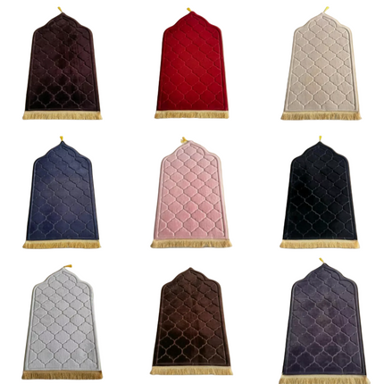 Premium Quality Mihrab Design Non Slip Prayer Mats- Padded Velvet - (80×120cm)- Mixed Colour