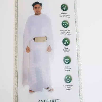 Hajj Safe Bag - Hajj & Umrah Anti-Theft Waist Bag- (Wire Reinforced) Ihram Belt