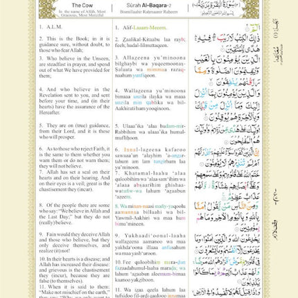 The Holy Quran Colour Coded Arabic Text and Transliteration with English translation by Abdullah Yusuf Ali - Roman English (HB)