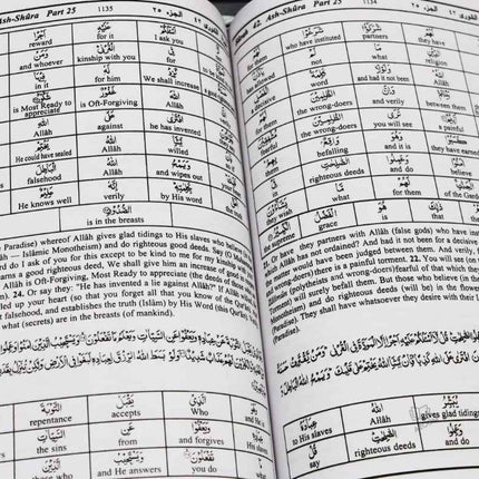 The Noble Quran Arabic with Word for Word English Translation - 3 Volume Set