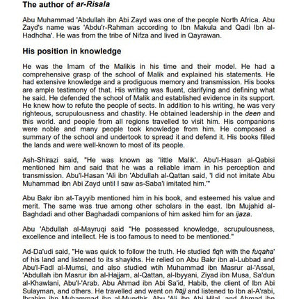 Risalah : A Handbook on Maliki Fiqh By Imam Ibn Abi Zayd al-Qayrawani - Al-Huda Global Limited
