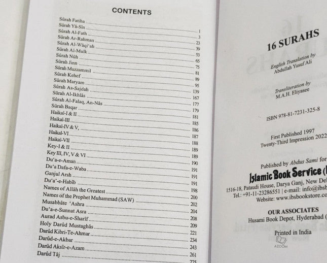 16 Surahs with English Translation & Transliteration (PB) - Al-Huda Global Limited