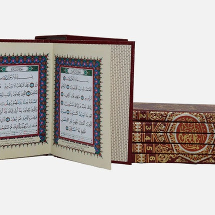 Colour Coded Tajweed - Complete Quran in 6 Parts (8.5x12.5cm) ( Pocket Size)- HB - Al-Huda Global Limited