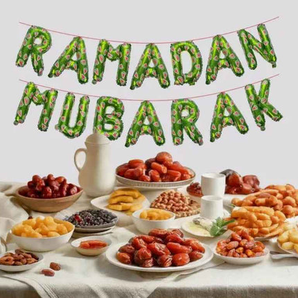 Ramadan Mubarak Watermelon Foil Letter Balloon - Ramadan Decoration- Green