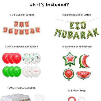 Eid Mubarak Palestine Themed Decoration Gift Set- Green- 5 Items Bundle