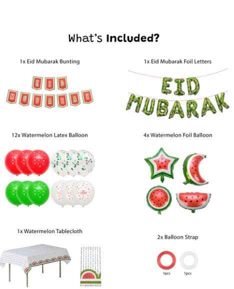 Eid Mubarak Palestine Themed Decoration Gift Set- Green- 5 Items Bundle