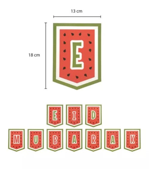 Eid Mubarak Bunting-Watermelon Themed Decoration