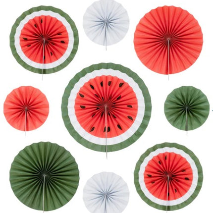 9 Pcs Set Watermelon Paper Fans for Ramadan & Eid Palestine Themed Hanging Decoration