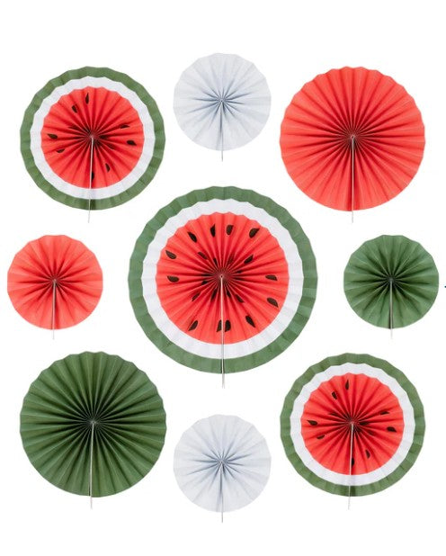 9 Pcs Set Watermelon Paper Fans for Ramadan & Eid Palestine Themed Hanging Decoration