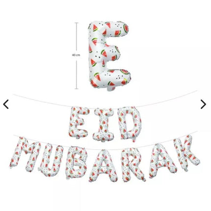Eid Mubarak Watermelon Foil Letter Balloons (White)