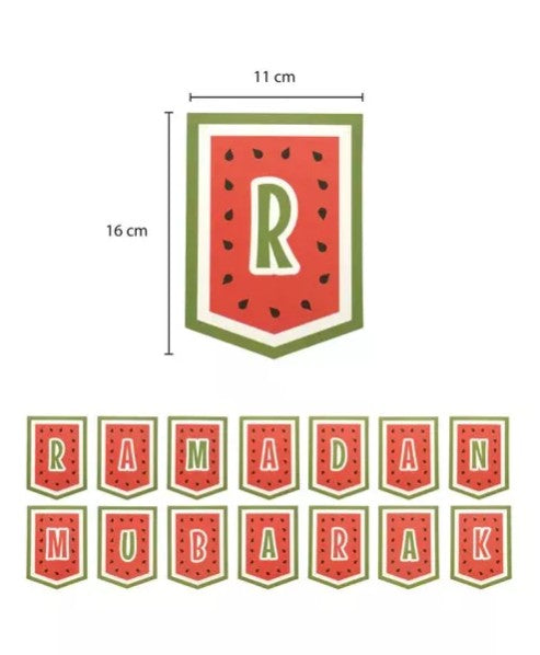 Ramadan Mubarak Bunting-Watermelon Themed Decoration