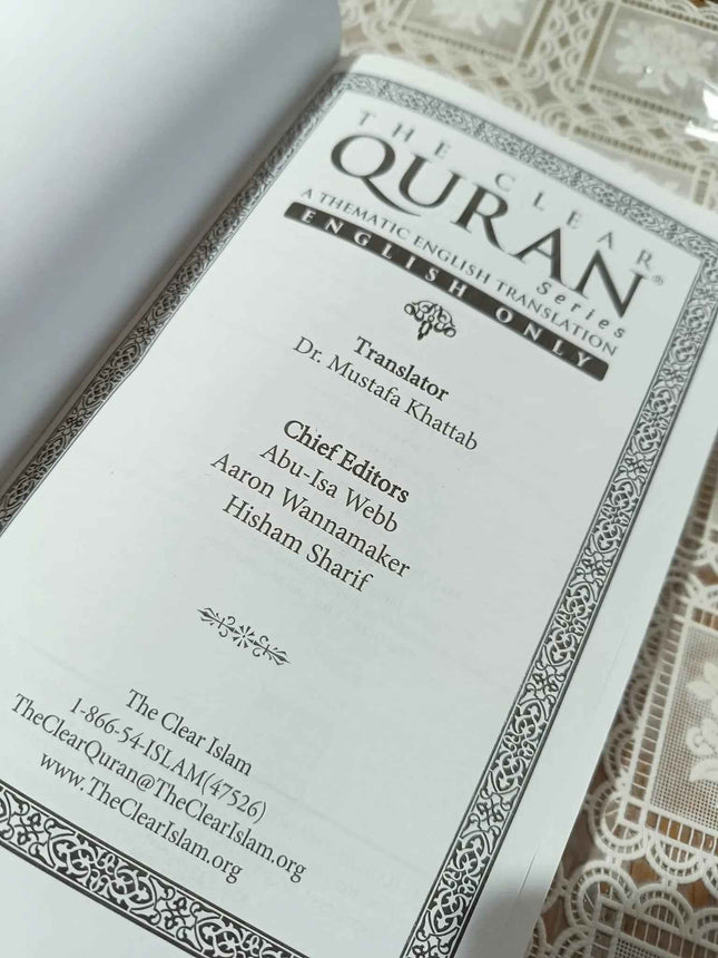 The Clear Quran English Translation by Dr. Mustafa Khattab - Paperback Edition