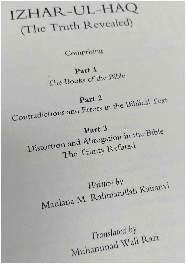 Izhar ul Haq: The Truth Revealed by Rahmatullahi Kairanvi