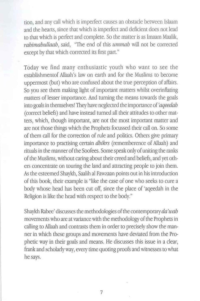 The Methodology Of The Prophets In Calling To Allaah by Sheikh Rabee Bin Haadee al-Madkhalee