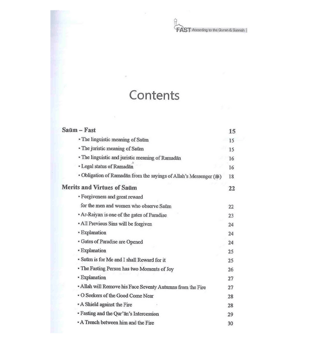 Fast According to the Quran & Sunnah - Al-Huda Global Limited