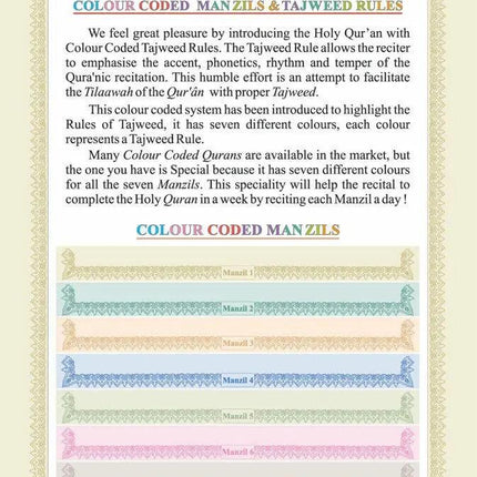 Colour Coded Holy Quran with Tajweed Rules- 6 Vol Box- 5 Para in Each Vol - Al-Huda Global Limited